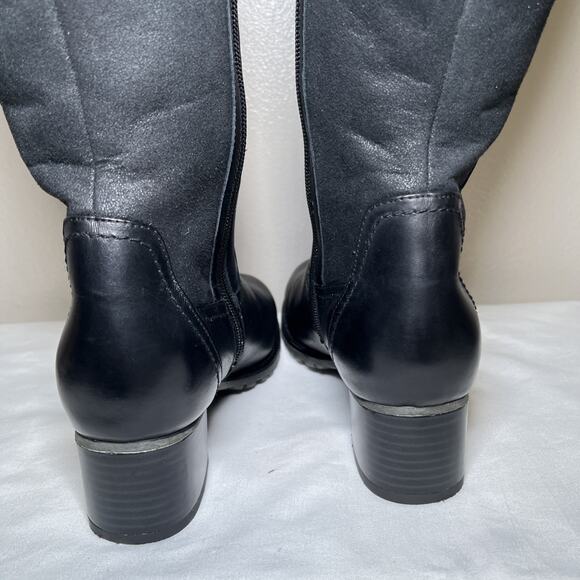Blondo Ramya Tall Black Leather Boots Womens Size 7.5 Wide Side Zip Fleece Lined - Picture 8 of 16